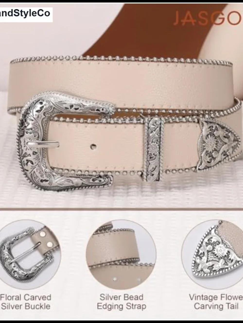 Vintage Western Belt with Silver Buckle, Faux Leather, Adjustable, Cowgirl